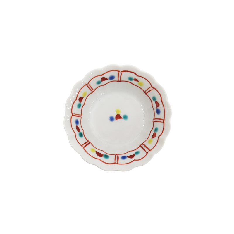 安東眉石窯  2.8菊型小付  彩文